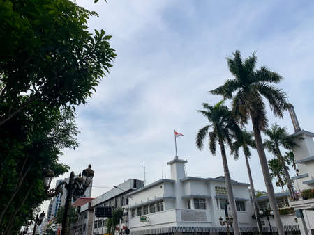 March 12, 2022 - Surabaya, Indonesia. The view around the outside of the Majapahit hotel in the afternoon, on Jalan Tunjungan, Surabaya.のeditorial素材