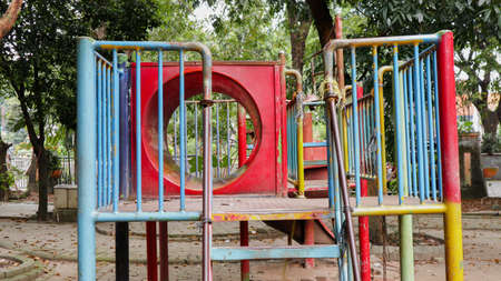 children's playground that is not maintained, is in the city center