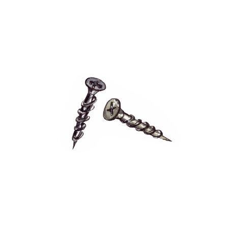 hand-drawn watercolor illustration. metal nails isolated on white backgrounds, Tools Construction...