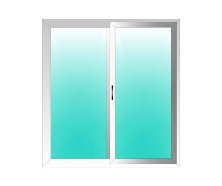 Illustration. White plastic window with two sashes, isolated on a white background.の写真素材