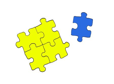watercolor illustration of world autism awareness day. design of a hand-drawn sign puzzle. Symbol of autism. isolated on a white background.の写真素材