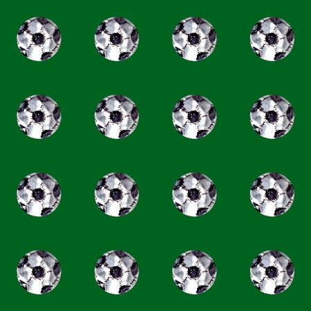 watercolor illustration. seamless pattern of white soccer balls on a green background. isolated.の写真素材