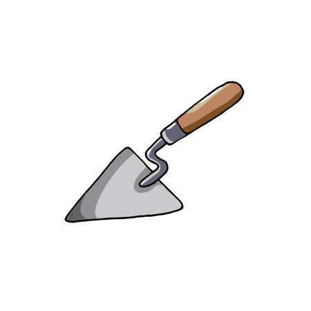 Vector illustration.Trowel tool for working with mortar on a construction site. Isolated on a white backgroundのイラスト素材