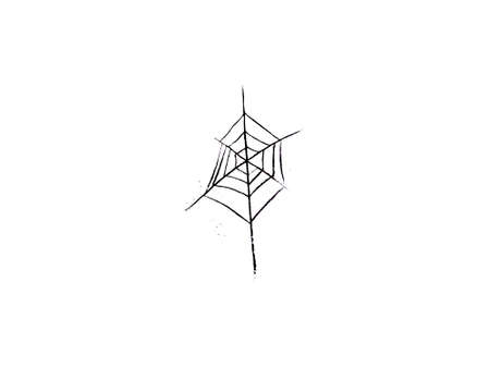 watercolor illustration.Happy Halloween, black spider web on white background. an emblem for Halloween. isolated.の写真素材