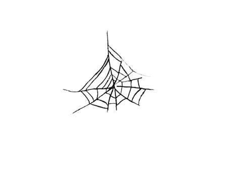 watercolor illustration.Happy Halloween, black spider web on white background. an emblem for Halloween. isolated.の写真素材