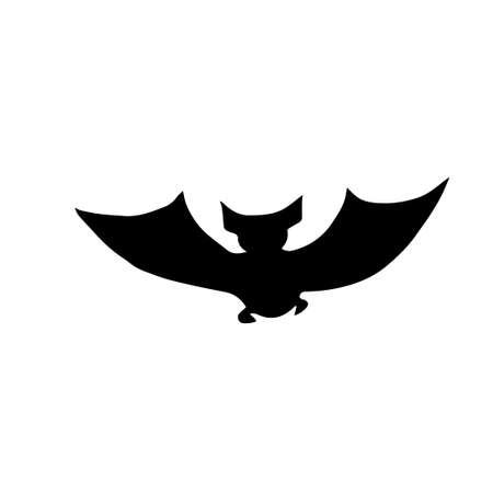 vector illustration.Icon black and white bat with open wings flying.happy Halloween label for...