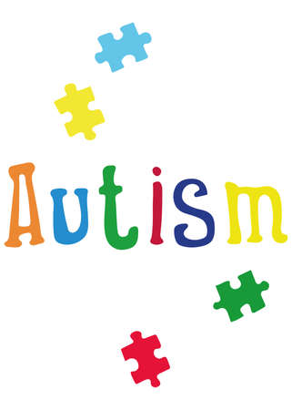 Illustration of Autism Awareness for banner design. April 2, ASD. Children and adults with autospectrum. Isolated on a white backgroundの写真素材