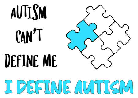 Illustration of Autism Awareness for banner design. April 2, ASD. Children and adults with autospectrum. Isolated on a white backgroundの写真素材