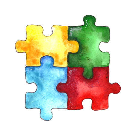 Illustration of World Autism Awareness Day. Design for banners and websites. Image of the autism symbol. Isolated on a white background.の写真素材