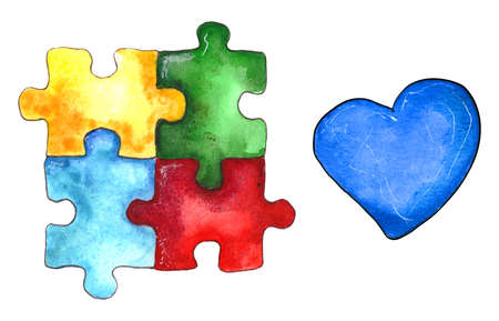 Illustration of World Autism Awareness Day. Design for banners and websites. Image of the autism symbol. Isolated on a white background.の写真素材