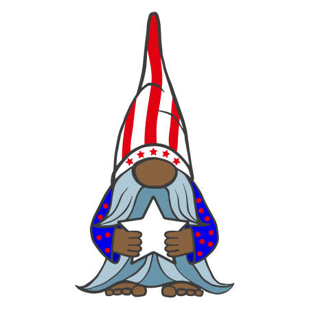 Vector illustration of the patriot dwarf of America in July for a festive design. Americas Independence Day is July 4. Isolated on a white background.のイラスト素材
