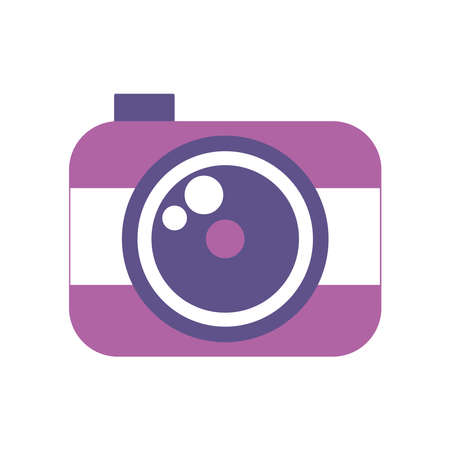 vector illustration flat camera image, purple and pink icon isolated on a white background