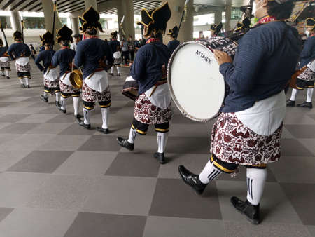 members of the are seen during a performance in the city of .の写真素材