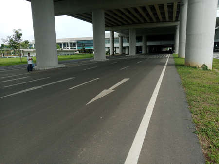 Bicycle lane in the city of Bangkok, Thailand, Asia.