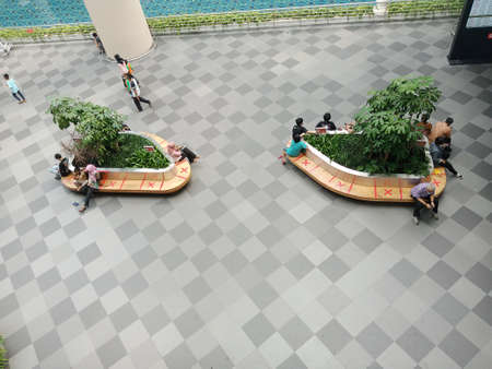 Unidentified people walking in the shopping mall.の写真素材