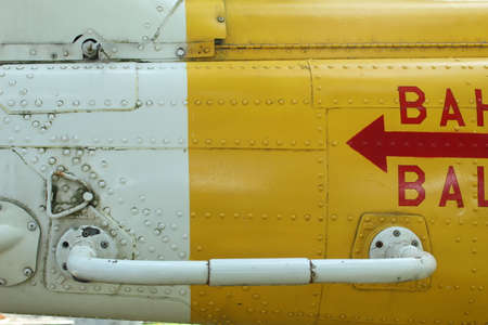 Close-up of the front part of an old military aircraft.の写真素材