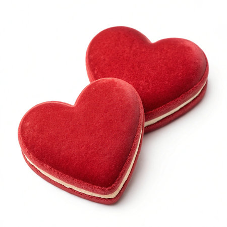 Two red hearts on a white background, valentine's dayの素材