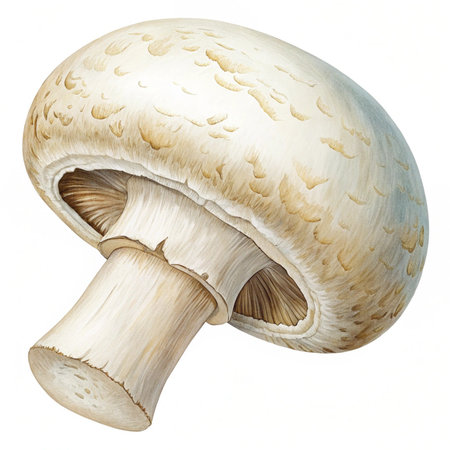 Champignon mushroom isolated on white background. Clipping path included.の素材