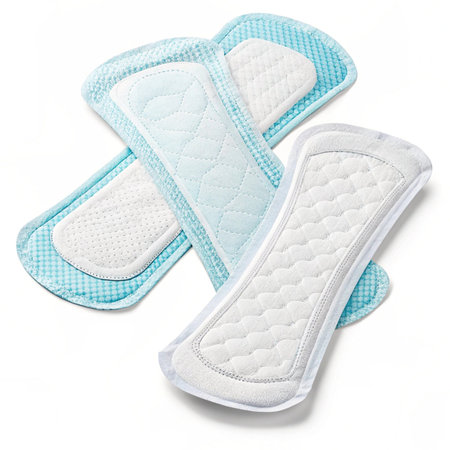 Menstrual pad isolated on white background. Clipping path included.の素材