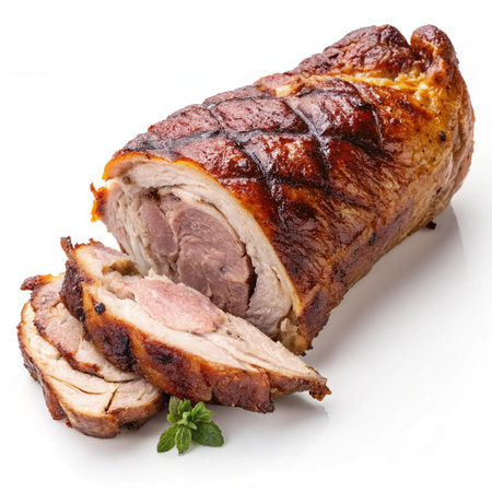 Smoked pork knuckle on a white background. Isolated.の素材