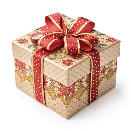 Gift box isolated on white background. Clipping path included.の素材