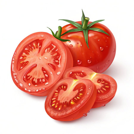 Tomatoes on a white background. Vector illustration. Eps 10.の素材