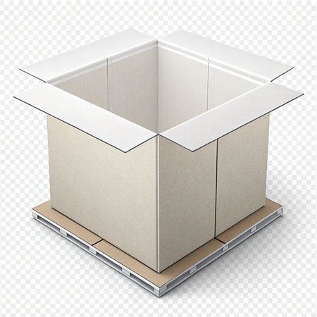 Cardboard box isolated on transparent background. 3d rendering. Eps 10.の素材