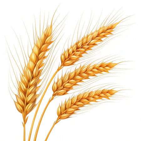 Ears of wheat isolated on white background. Realistic vector illustration.の素材
