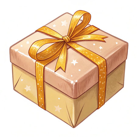 Gift box isolated on white background. Watercolor hand drawn illustrationの素材