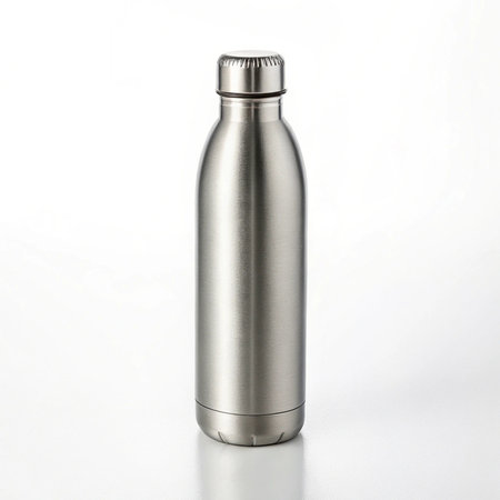 Metal thermos on a white background. Isolated on a white background.の素材