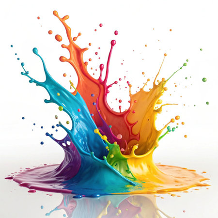 Colored paint splashing isolated on white background. 3d renderingの素材