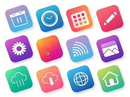 Set of colorful icons for web and mobile applications. Vector illustration.の素材