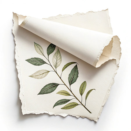 Old paper with a floral pattern on a white background. Copy space.の素材