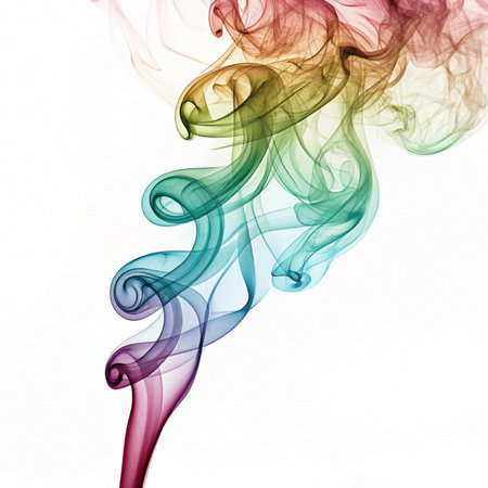 Abstract multicolored smoke on a white background. Design element.の素材