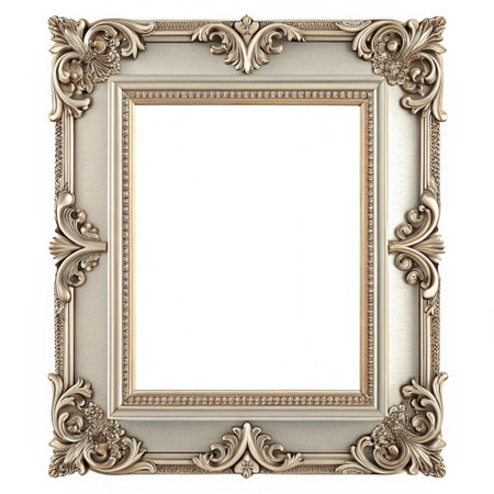 Silver picture frame. Isolated on white background. 3d renderingの素材