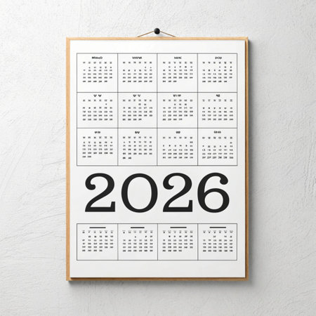Calendar 2020 on a white wall background. Business and planning concept.の素材