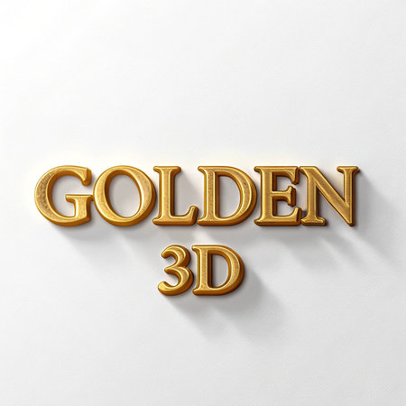 Golden word Golden 3D on white paper background. 3d renderの素材