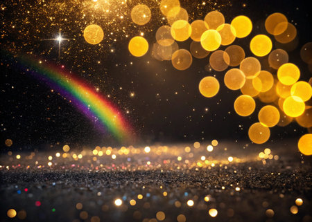 glitter vintage lights background. gold and black. de-focusedの素材