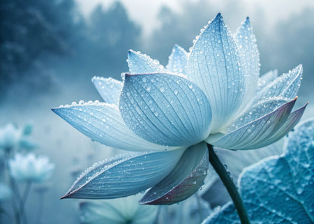 Lotus flower with dew drops in the morning, Thailand.の素材