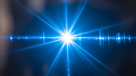 star with lens flare and bokeh effect made in 3d softwareの素材