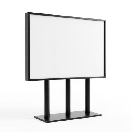 A sleek, flat-screen television with a minimalist design is displayed on a stylish, black stand with...