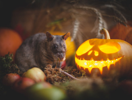 Pretty giant gambian pouched rat on Haloween partyの写真素材