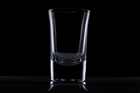 empty glass on black backgroundの写真素材