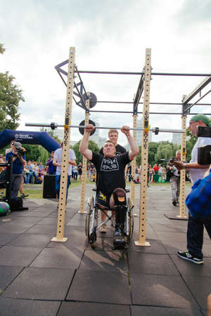 under the brand name "games for heroes" - the stage of the sports crossfit of all Ukrainian competitions for veterans of the war in Kharkov on June 9, 2018のeditorial素材