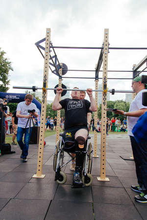under the brand name "games for heroes" - the stage of the sports crossfit of all Ukrainian competitions for veterans of the war in Kharkov on June 9, 2018のeditorial素材