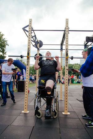 under the brand name "games for heroes" - the stage of the sports crossfit of all Ukrainian competitions for veterans of the war in Kharkov on June 9, 2018のeditorial素材