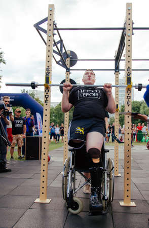 under the brand name "games for heroes" - the stage of the sports crossfit of all Ukrainian competitions for veterans of the war in Kharkov on June 9, 2018のeditorial素材