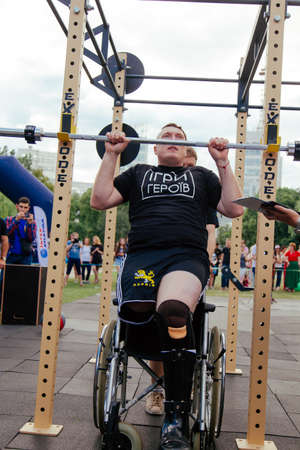 under the brand name "games for heroes" - the stage of the sports crossfit of all Ukrainian competitions for veterans of the war in Kharkov on June 9, 2018のeditorial素材