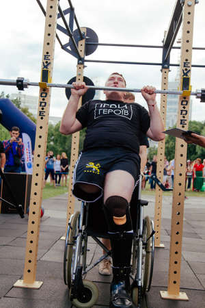 under the brand name "games for heroes" - the stage of the sports crossfit of all Ukrainian competitions for veterans of the war in Kharkov on June 9, 2018のeditorial素材