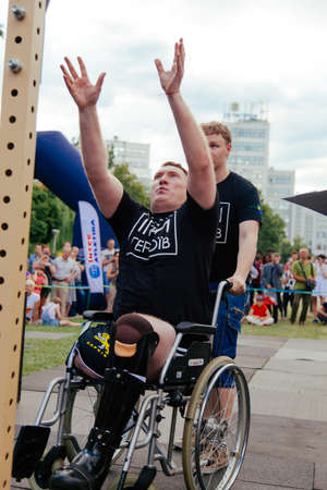 under the brand name "games for heroes" - the stage of the sports crossfit of all Ukrainian competitions for veterans of the war in Kharkov on June 9, 2018のeditorial素材